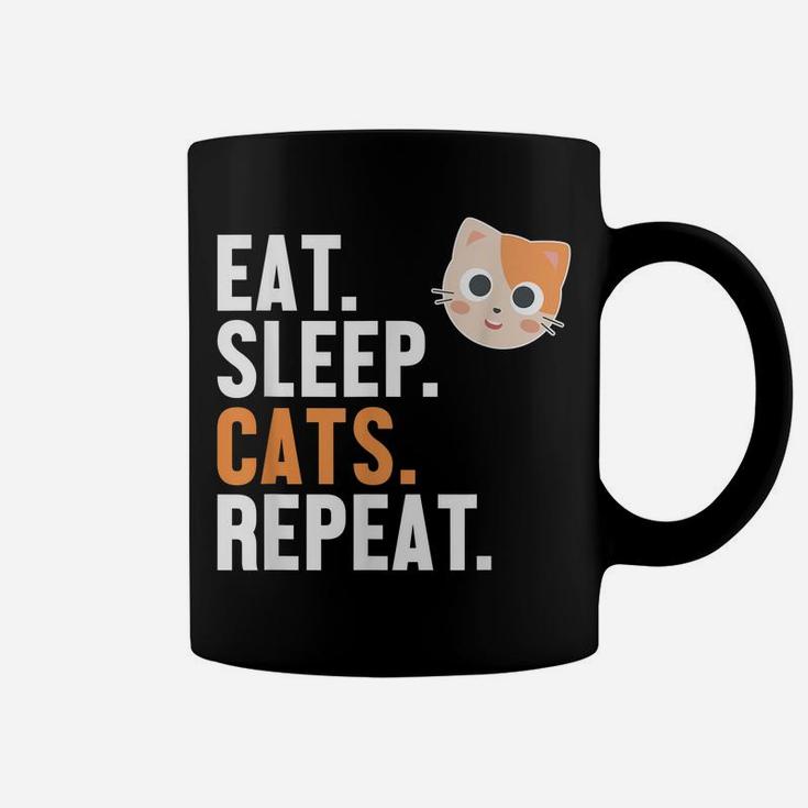 Eat Sleep Cats Repeat Cat Daddy Cat Mom Cat Lovers Funny Cat Coffee Mug