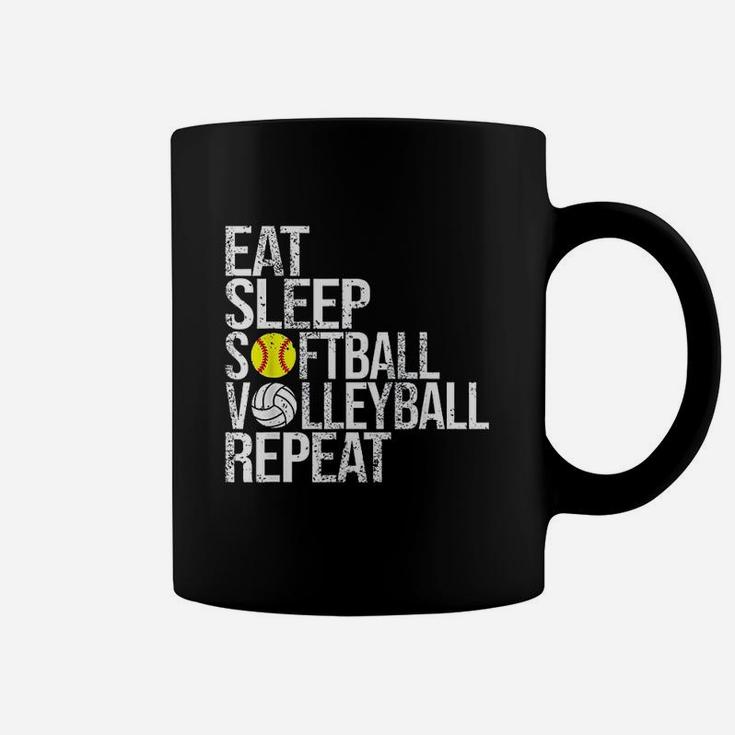 Eat Sleep Softball Volleyball Repeat Coffee Mug