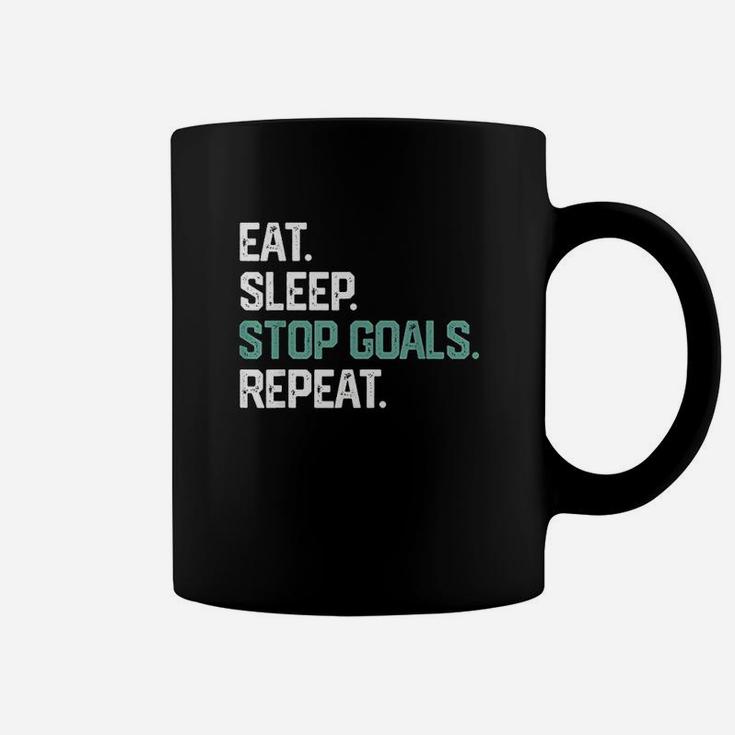 Eat Sleep Stop Goals Repeat Goalie Soccer Hockey Coffee Mug