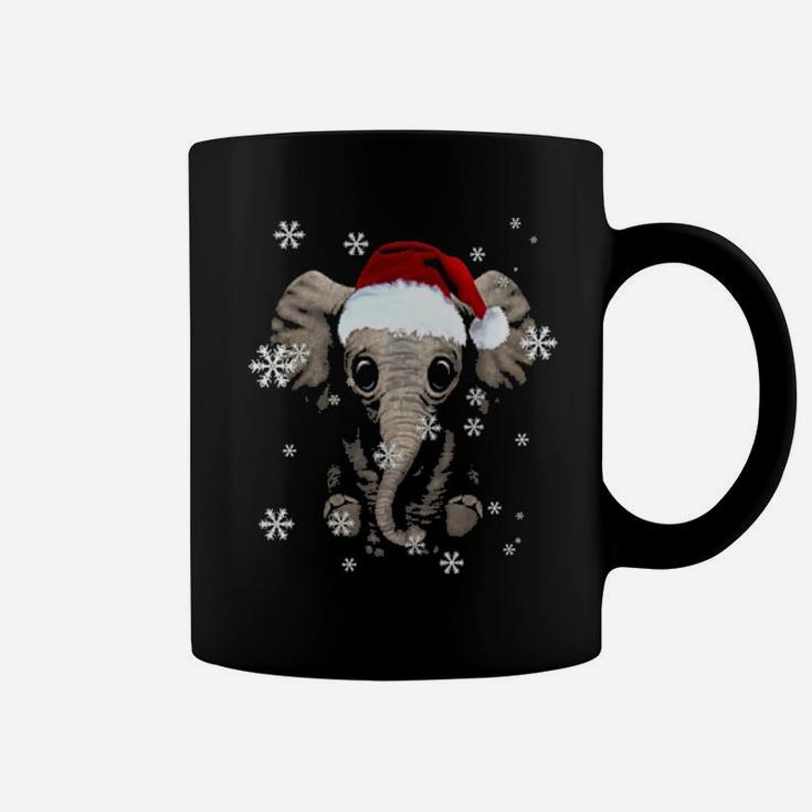 Elephant Santa Hat Snowflake Coffee Mug
