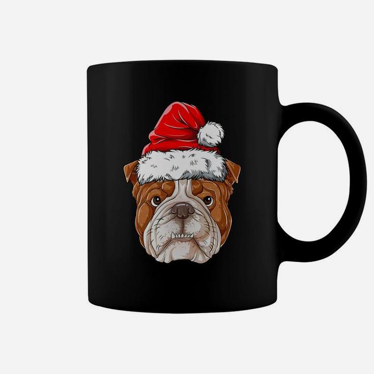 English Bulldog Christmas Dog Santa Hat Xmas Boys Kids Girls Coffee Mug