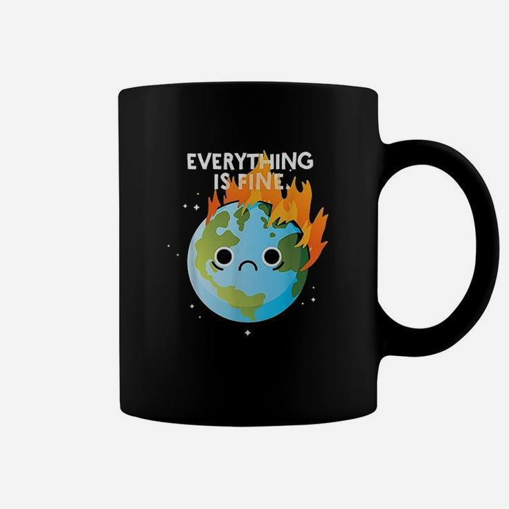 Everything Is Fine Sad Earth Day Meme Planet On Fire Coffee Mug