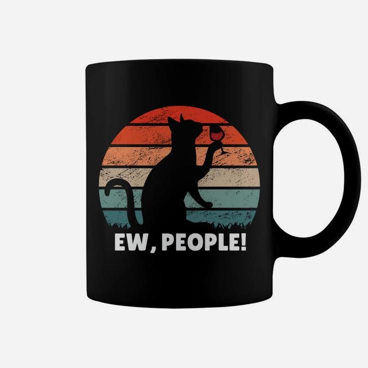 Ew People | Vintage Cat Drinking Wine | Funny Cat Lover Sweatshirt Coffee Mug