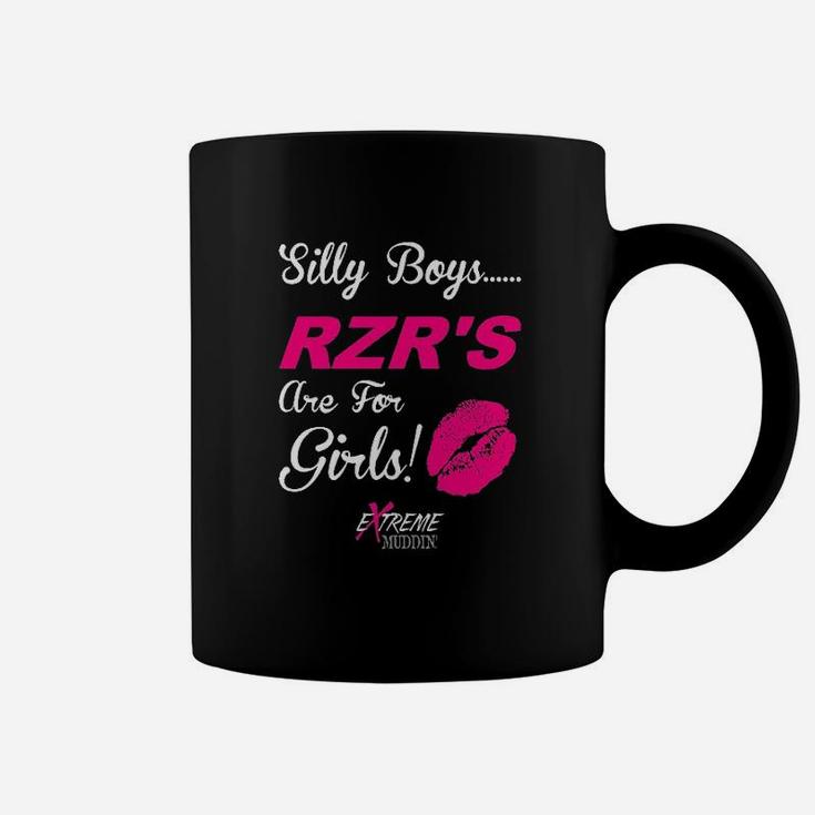 Extreme Muddin Silly Boys Rzrs Are For Girls On A Black Coffee Mug