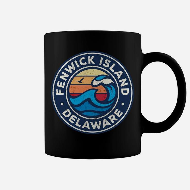 Fenwick Island Delaware De Vintage Nautical Waves Design Coffee Mug
