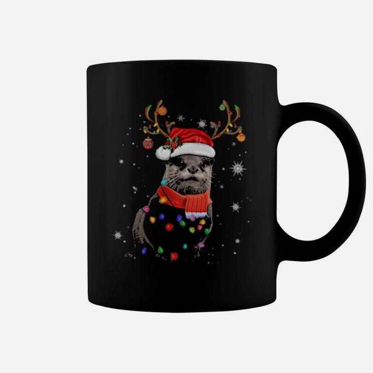 Ferret Reindeer Santa Hat Coffee Mug