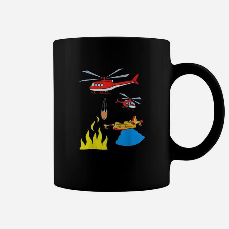 Firefighting Helicopters And Plane Fighting A Fire Coffee Mug