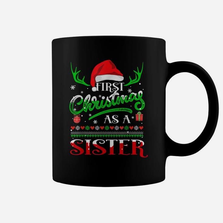 First Christmas As A Sister Funny Santa Hat Ugly Xmas Gift Coffee Mug