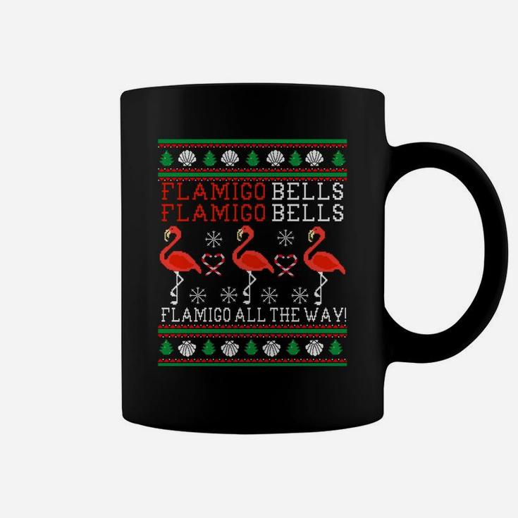 Flamingo Bells All The Way Ugly Christmas Funny Holiday Sweatshirt Coffee Mug