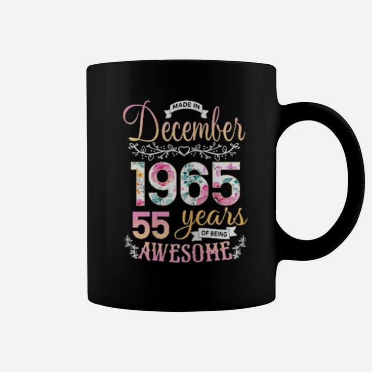 Floral 55 Birthday Made In December 1965 55 Years Old Coffee Mug