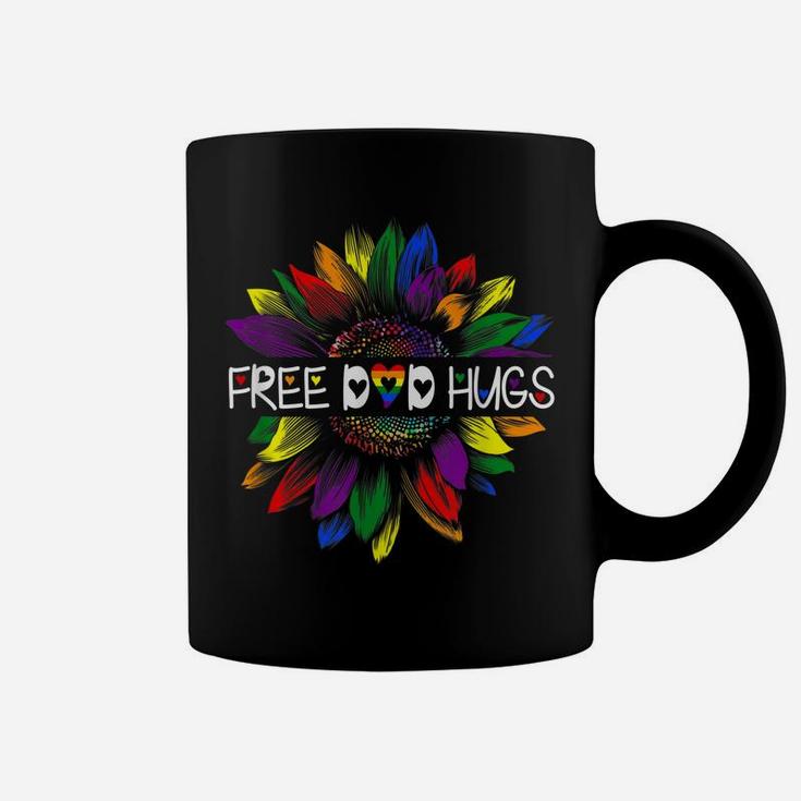 Free Dad Hugs Gay Pride Lgbt Daisy Rainbow Flower Hippie Coffee Mug