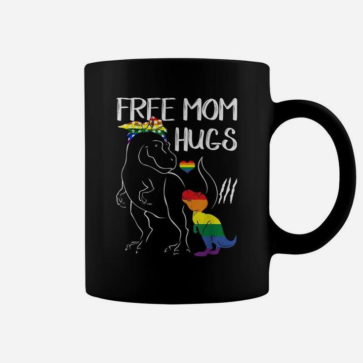 Free Mom Hugs Lgbt Pride Mama Dinosaur Rex  Gift Coffee Mug