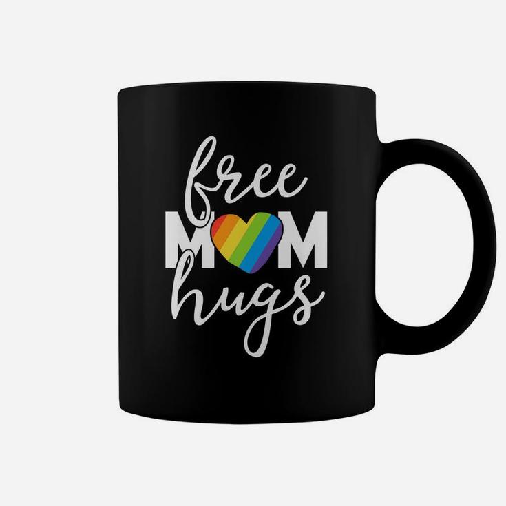 Free Mom Hugs Rainbow Pride March Heart Family Mother Coffee Mug