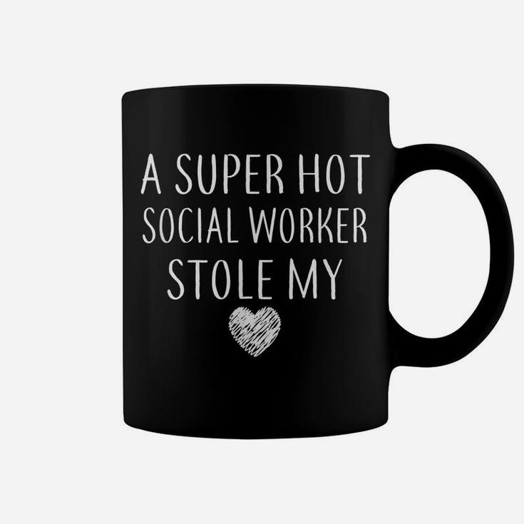 Funny A Super Hot Social Worker Stole My Heart Unisex Coffee Mug