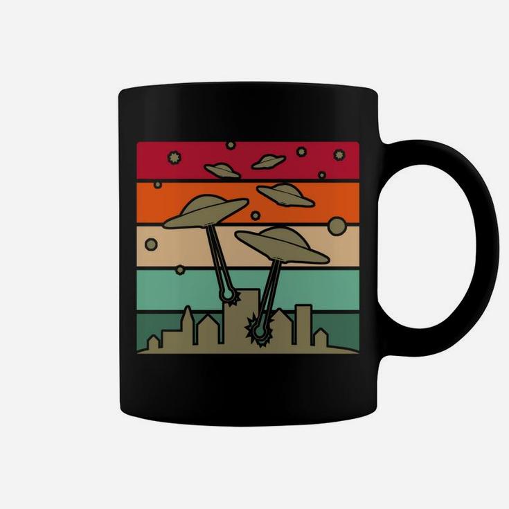 Funny Alien I Was Abducted By Aliens Retro Sunset Vintage Coffee Mug