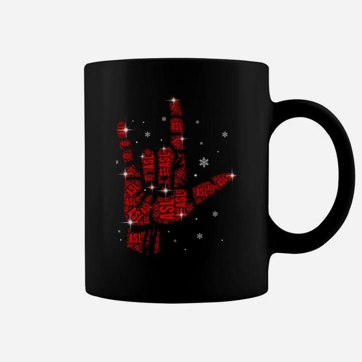 Funny Asl Christmas Light Sign Language Xmas Deaf Pride Gift Sweatshirt Coffee Mug