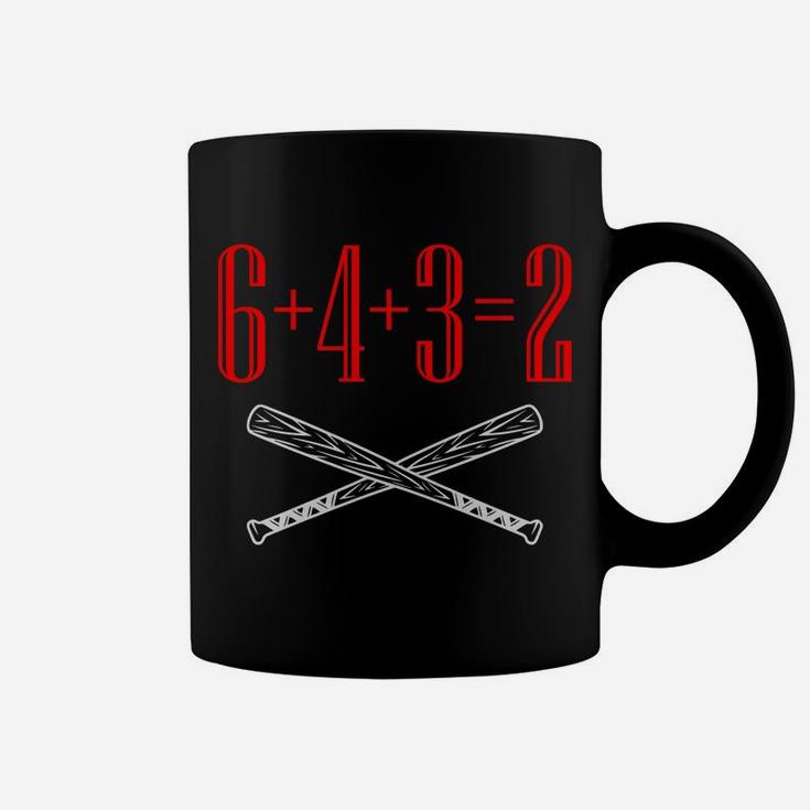 Funny Baseball Math 6 Plus 4 Plus 3 Equals 2 Double Play Coffee Mug