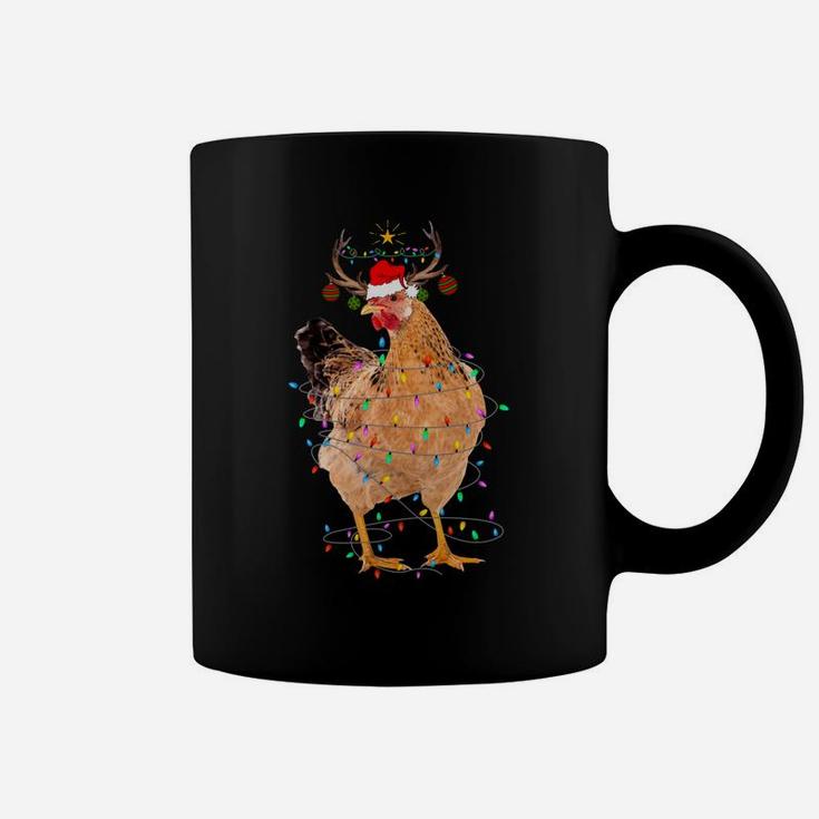 Funny Chicken Lights Santa Hat Sweater Xmas Tree Christmas Coffee Mug
