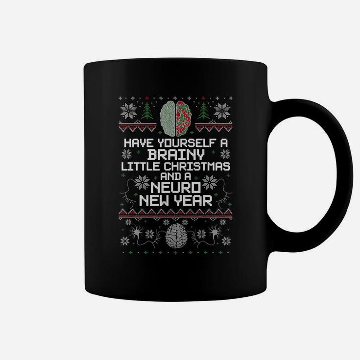 Funny Christmas Brainy Christmas And A Neuro New Year Ugly Sweatshirt Coffee Mug
