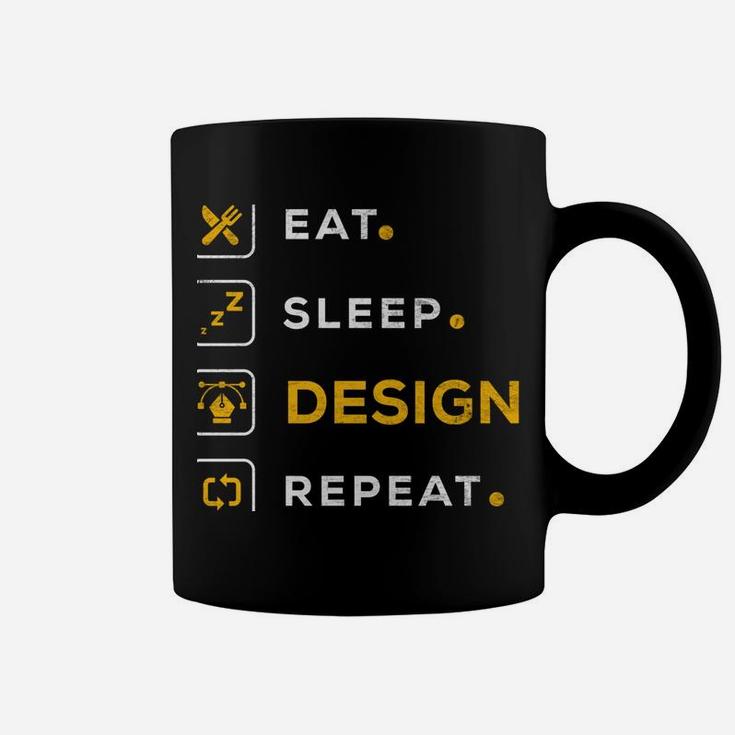 Funny Christmas Graphic Designer Gift Eat Sleep Design Coffee Mug