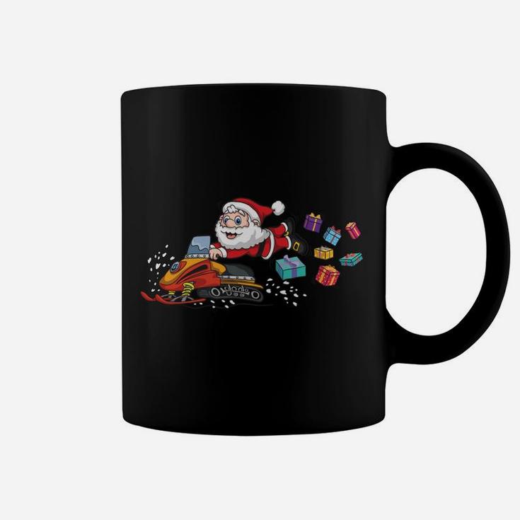 Funny Christmas Santa Claus Riding Snowmobile Kids Gifts Coffee Mug