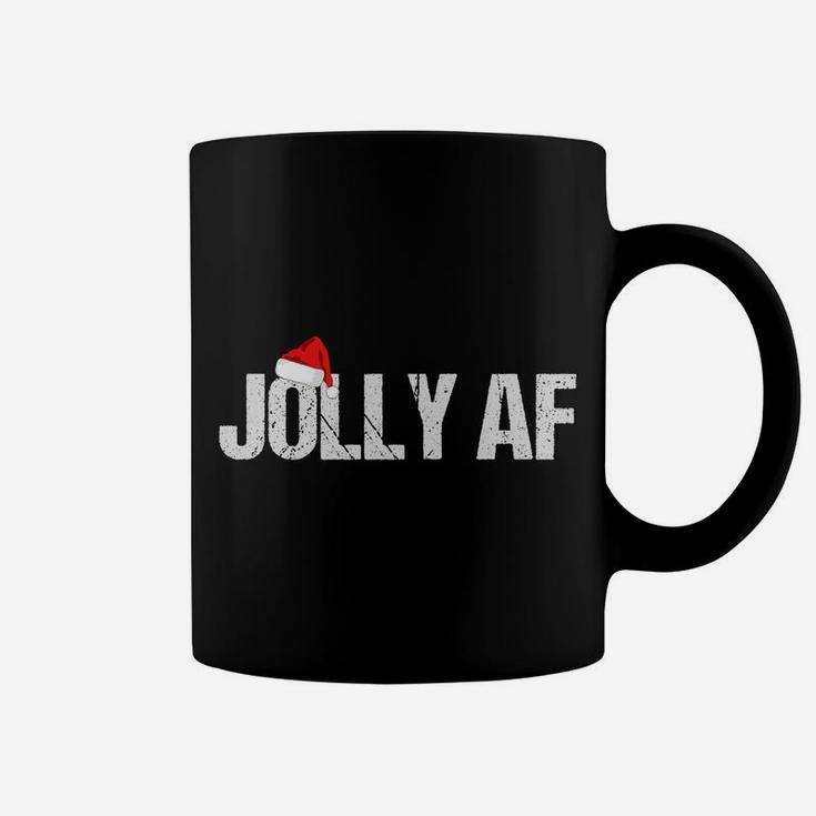 Funny Christmas Shirts, Gifts & Pajamas Santa Hat Jolly Af Coffee Mug