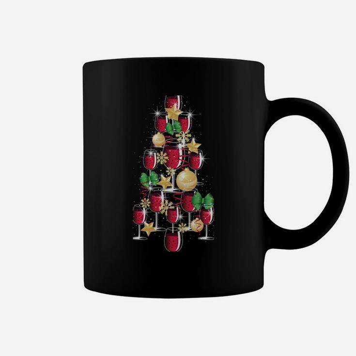 Funny Christmas Wine Lover Gifts Xmas Tree Of Wine Glasses Sweatshirt Coffee Mug