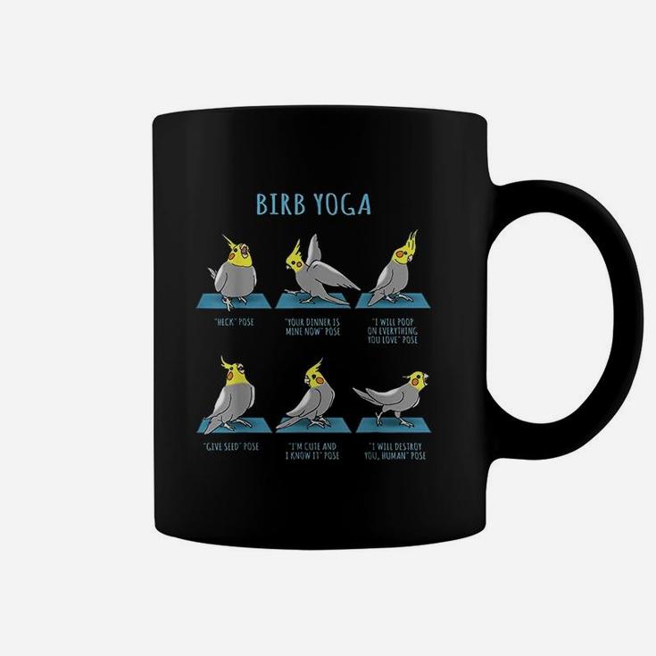 Funny Cockatiel Yoga Poses Birb Memes Cute Parrot Doodle Coffee Mug