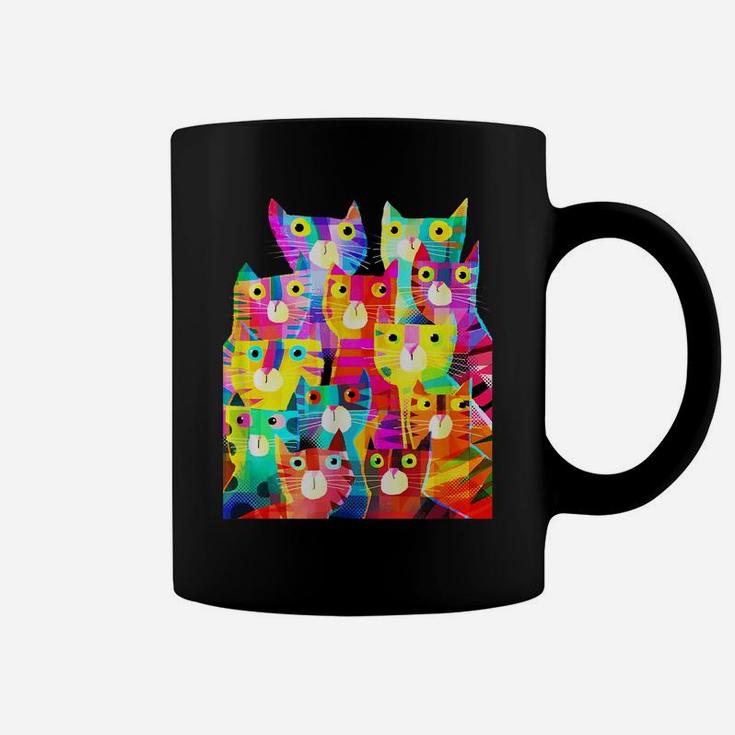 Funny Colorful Cats Shirt For Cat Lovers- Mother's Day Gift Coffee Mug
