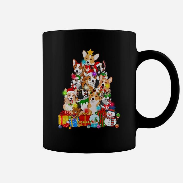 Funny Corgi Christmas Tree Lights Gift Dog Lover Coffee Mug