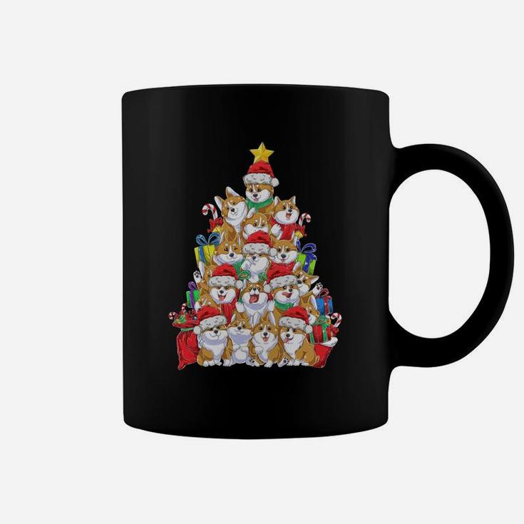 Funny Corgi Christmas Tree Lights Gift Santa Hat Dog Lover Sweatshirt Coffee Mug