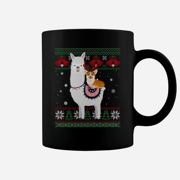 Funny Corgi Riding Llama Christmas Gifts Corgi Xmas Ugly Sweatshirt Coffee Mug