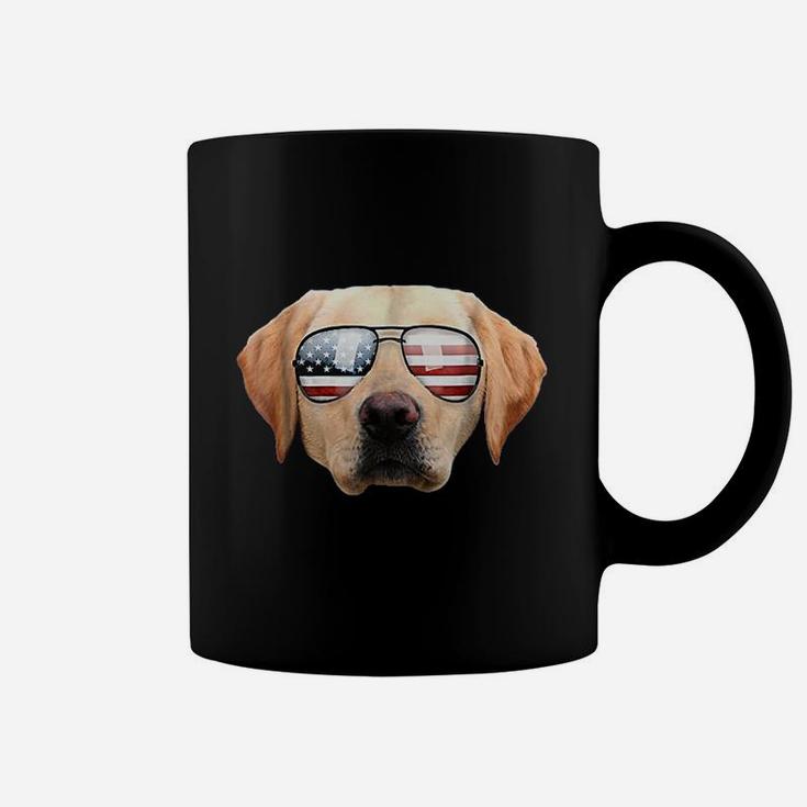 Funny Cute Patriotic Yellow Lab Sunglasses Dog Coffee Mug