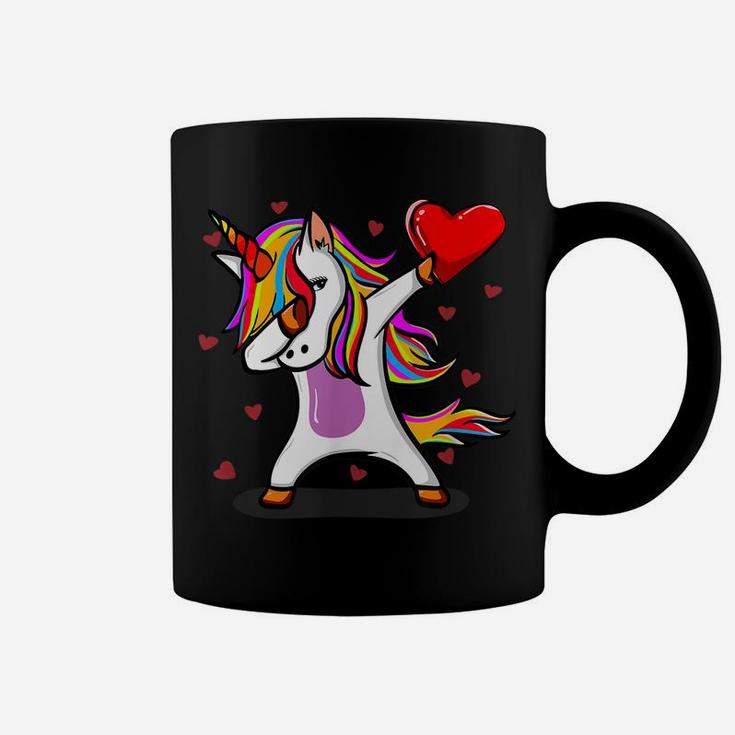 Funny Dabbing Unicorn Heart Valentine's Day Gift Boys Girls Coffee Mug