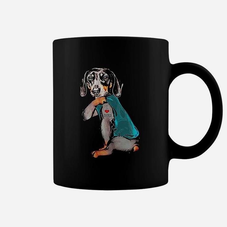 Funny Dachshund Cute Dachshund Dog I Love Mom Tattoo Gift Coffee Mug