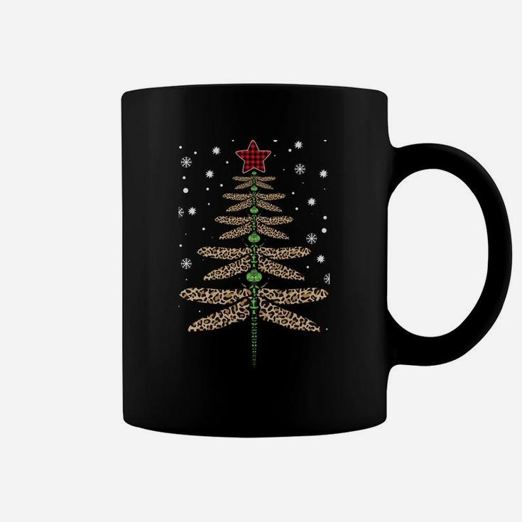 Funny Dragonfly Christmas Tree Ornaments Leopard Red Plaid Sweatshirt Coffee Mug