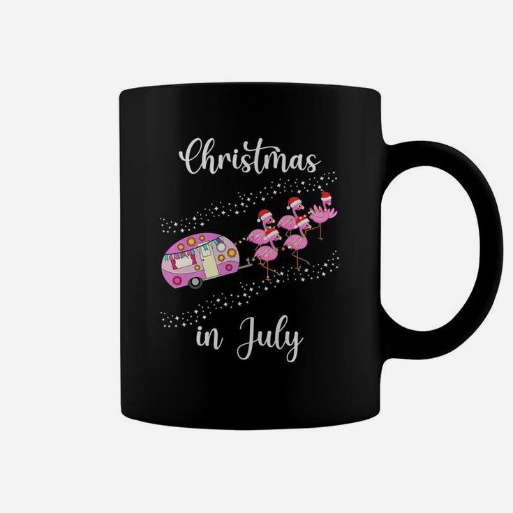 Funny Flamingo Pink Retro Camping Car Christmas In July Coffee Mug
