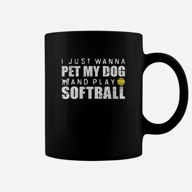 Funny Girls Softball Puppy Dog Lover Gift Coffee Mug