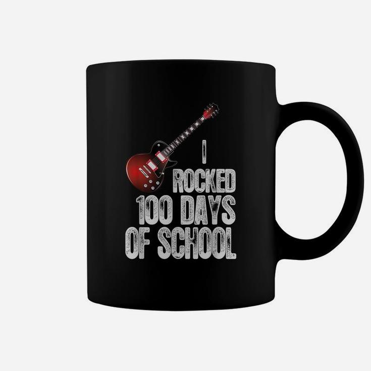 Funny Guitar 100th Day Of School I Rocked 100 Days Of School Coffee Mug