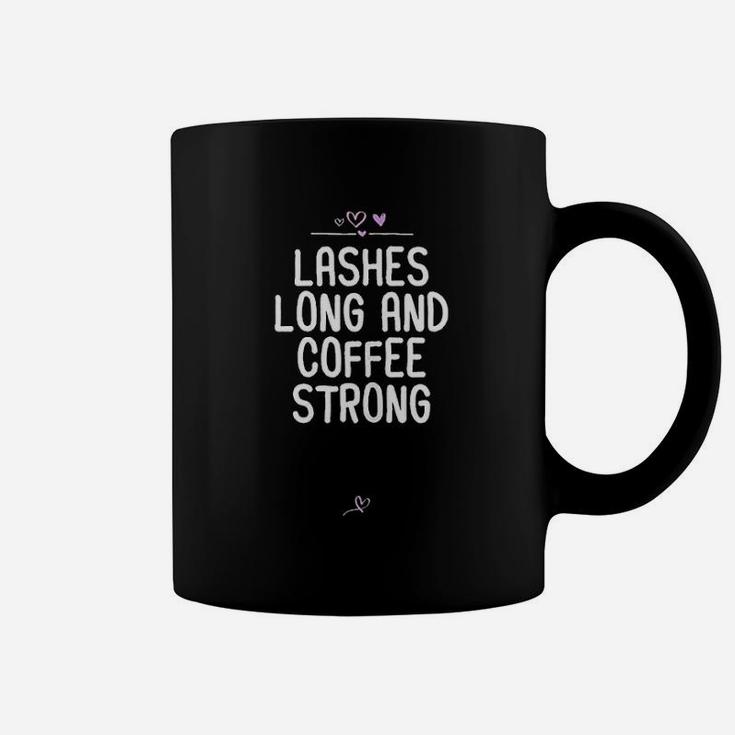 Funny Lashes Long And Coffee Strong Gift For Friend Heart Coffee Mug