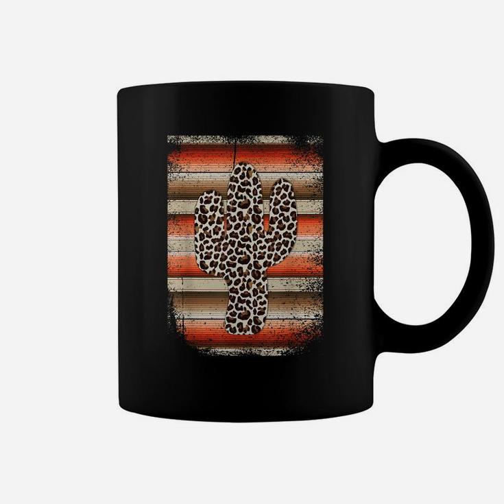 Funny Leopard Cactus Serape Cactus Print Orange Red Brown Coffee Mug