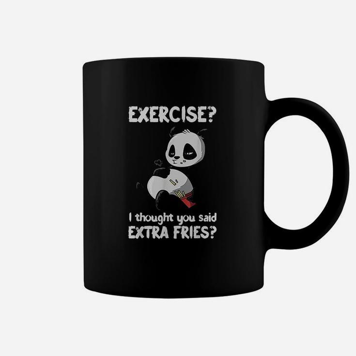 Funny Panda Exercise I Thought You Said Extra Fries Coffee Mug