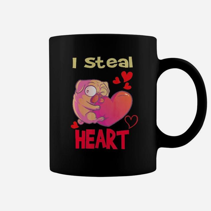 Funny Pug Valentine  I Steal Heart Gift For Pug Lover Coffee Mug