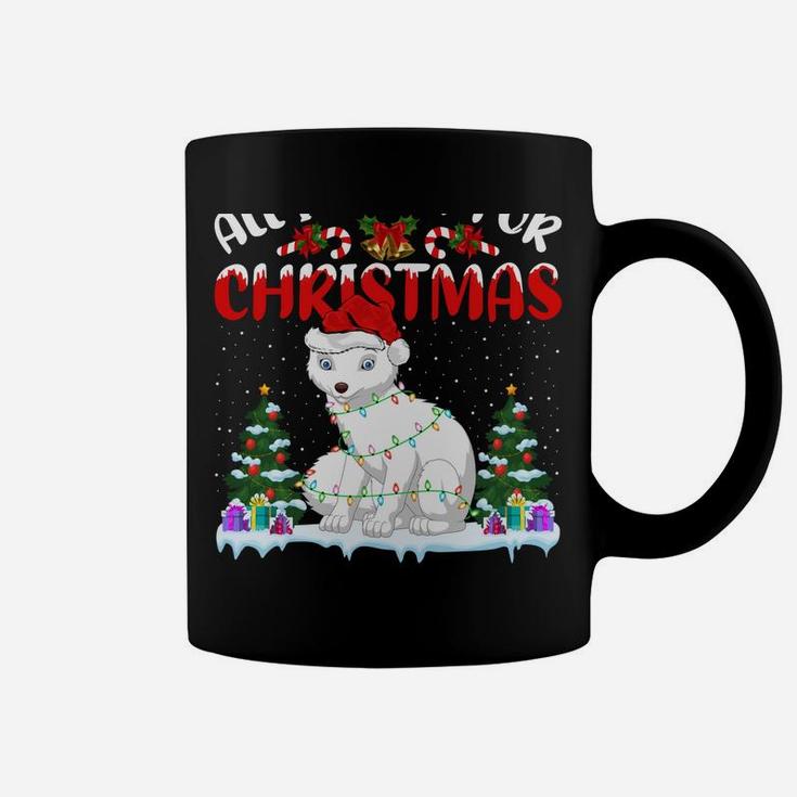 Funny Santa Hat All I Want For Christmas Is A Arctic Fox Coffee Mug
