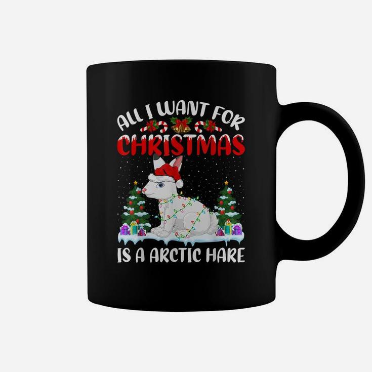 Funny Santa Hat All I Want For Christmas Is A Arctic Hare Coffee Mug