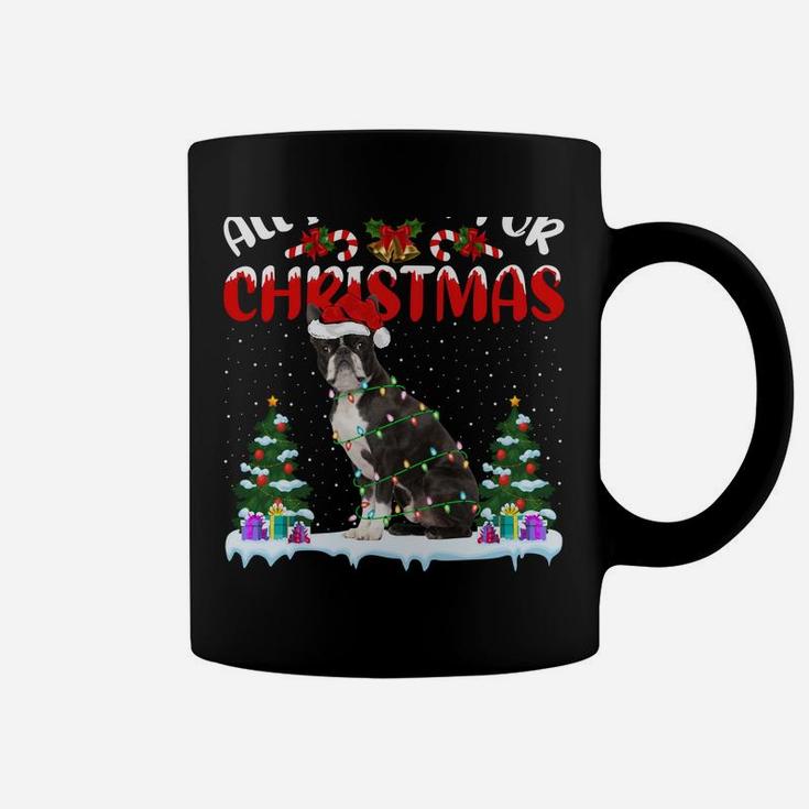 Funny Santa Hat All I Want For Christmas Is A Boston Terrier Coffee Mug