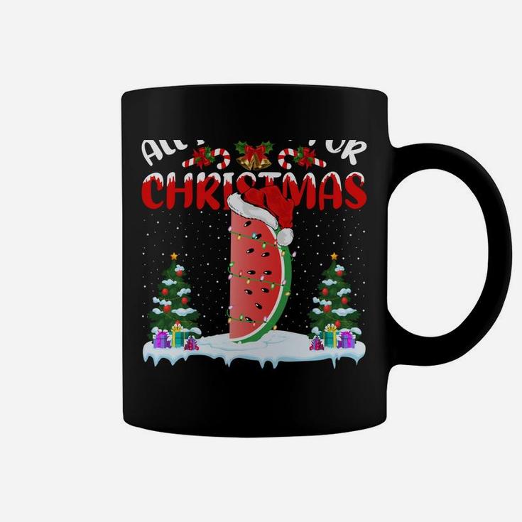Funny Santa Hat All I Want For Christmas Is A Watermelon Coffee Mug