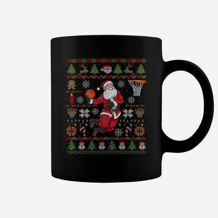 Funny Santa Ugly Christmas Basketball Dunking Sweatshirt Coffee Mug