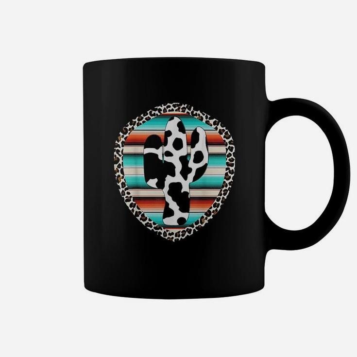 Funny Serape Cow Print Cactus Leopard Print Turquoise Coffee Mug