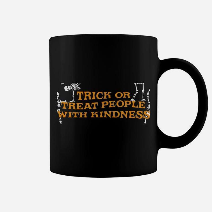 Funny Trick Or Treat People With Kindness Skeleton Dancing Sweatshirt Coffee Mug